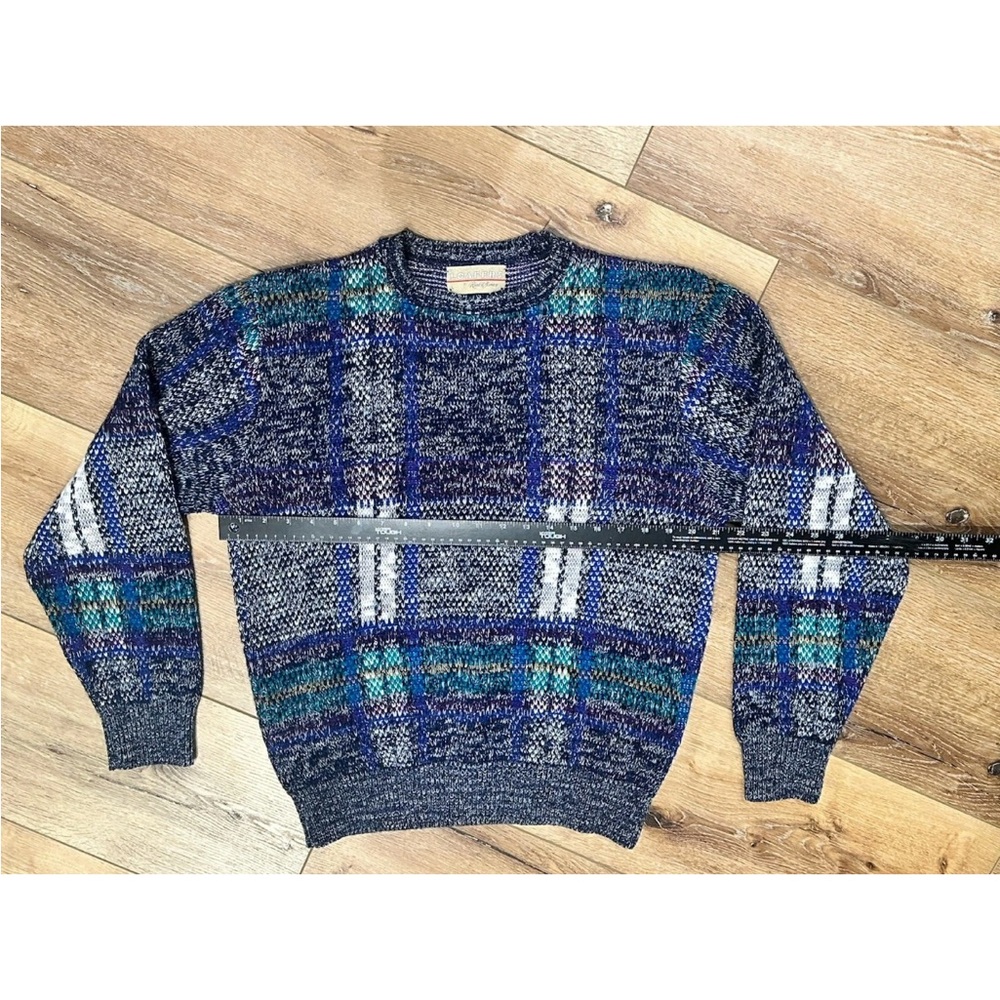 Loafers Sweater Mens L Plaid Vintage Knit Reed St James Casual Dad Office Work - Picture 3 of 6